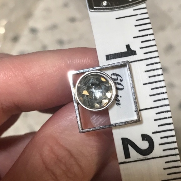 Vintage Crystal MidCentury Modern Silver Cufflinks - Picture 5 of 8